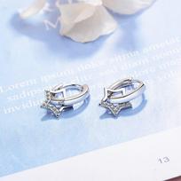 New Trendy Crystal Zircon Star Drop Earrings Original 925 Silver Needle Earings Korean Fashion Wedding Jewelry For Women E401 white