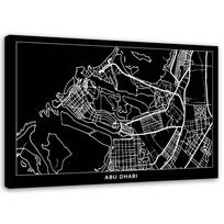 Canvas print Abu Dhabi City Map 60x40 juoda/balta