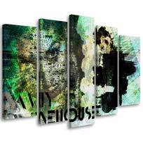 Penkių dalių paveikslas ant drobės Amy Winehouse Dainininkė 100x70 žalia