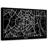 Canvas print Delhi City Map 60x40 juoda/balta