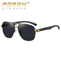 AORON Aluminium Magnesium Frame Mens Polarized Sunglasses Metal Classic Design Driving Fishing Glasses juoda/pilka spalva