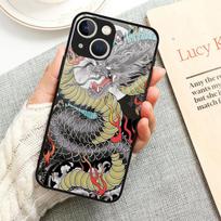 Telefono dėklas Apple Iphone Se Xs X 11 7 6s Plus 14 Plus 13 Pro Max 12 Mini 8 Xr Kinijos Dragon Tiger grūdinto stiklo dangtelis iPhone SE(2020)