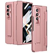 Skirtas „Samsung Galaxy Z Fold 4“ lygiuojamojo lanksto dėklo „Galaxy Z Fold 4 3“ dengimo dėklas su priekinio ekrano stiklo plėvele. Case rožinė