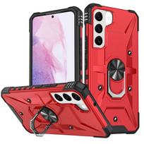 For Samsung S23 Ultra Anti -Scratch Metal Ring Holder Case For Samsung Galaxy S23 Ultra S22 Plus S21 Fe S 23 22 21 Coque for Galaxy s21 ultra raudona