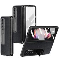 „Galaxy Z Fold 4 Case Shrinkabler Tpu“ vyrių apsauga, odinė danga, skirta „Samsung Z Fold4“ 5 g dėklui su laikikliu priekinės ekrano plėvelės For Galaxy Z Fold 4 juoda