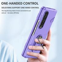 Sulankstomas dizainas kietas mobiliojo telefono dėklas, skirtas Samsung Galaxy Z Fold 4 Fold4 5g Fold 3 2 Fold3 Fold2 nešiojamas piršto dangtelis for Galaxy Z Fold 2 violetinė