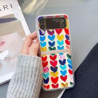 Skirtas Samsung Galaxy Z Flip 4 Case 3 Love Flower permatomas sulankstomas dėklas, skirtas Samsung Z Flip 3 5g Flip4 smūgiams atsparus kietasis dangtelis Galaxy  Z Flip 3