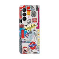 For Samsung Galaxy Z Fold 4 3 Case Travel Labels Painted Transparent Folding Shockproof Pc Hard Back Cover For Zfold4 Fold3 Case For Samsung Z Fold 3