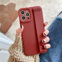 Fashion Wine Red Guminis riešo dirželio laikiklis telefono dėklas, skirtas iPhone 13 Pro Max 11 12 Xs X Xr 7 8 Plus dangtelis rankinės juostos minkštas buferis For iPhone 13 vyno raudonos spalvos