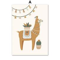 Boho Cartoon Camel Mountain Cactus Sun Rainbow Wall Art Canvas Painting Nordic Posters And Prints Wall Pictures Kids Room Decor 21cm×30cm NoFrame