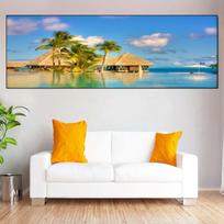 Peizažas Medinis tiltas Ežeras Drobės tapyba Tropikai Palmė Pakrantė Plakatai ir atspaudai Sienų menas Paveikslai Namų dekoras Be rėmo 20*40cm white