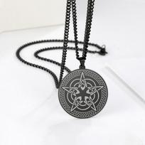 Wiccan Pentagram karoliai vyrams airiškų mazgų pentacles apsaugos amuletas nerūdijančio plieno papuošalai religinė dovana juoda