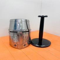 Medieval Great Helmet 18GA Knight Templar Crusader Re-enactment LARP Helmet gray