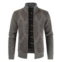 Usegiraffe Autumn Winter Jacket Men Coats Solid Slim Fit Thick Fleece Coats Men Jacket Casual Stand Collar Zip Jacket Men 2XL ruda