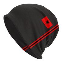 Albania Flag Stripe Skullies Beanies Caps For Unisex Women Unisex Cool Winter Warm Knit Hat Adult Albanian Patriotic Bonnet Hats One Size black