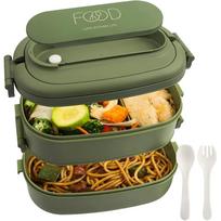 Priešpiečių dėžutė Neperšlampama Bento dėžutė vaikams Suaugusiesiems Stalo įrankių rinkinys Bento dėžutės vaikams Vyrams Moterims Suaugusiesiems Darbo Mokykloms Žalia žalia