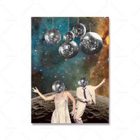 Retro Wallcovering Retro Disco Ball Fun Fashion Independent Oil Painting Surrealism Art Aesthetics Poster 21cm×30cm NoFrame black