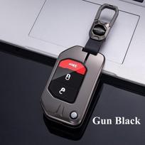 Metalinis automobilio nuotolinio valdymo pulto rakto dėklo dangtelis. Visiška apsauga, skirta Jeep Wrangler JL TJ Gladiator JT 2018 2019 2021 Jeep Grand Cherokee Renegade Compass A Style juoda