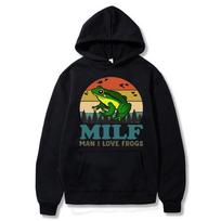 MILF Man I Love Frogs Juokingi posakiai Varlė Amfibijų mylėtojai Vintažinis džemperis Unisex marškinėliai ilgomis rankovėmis Unisex drabužiai paaugliams XL