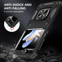 Sunkus šarvų dėklas, skirtas Samsung Galaxy Z Flip 5 Flip5 Zflip5 5G telefono priedai sulankstomi dangteliai for Samsung Z Flip 5 juoda