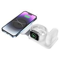 3 viename, skirtas iPhone 14 13 12 11 Xs Xr X magnetinis belaidis įkroviklis Sulankstomas greitas įkrovimas Apple Watch Iwatch 8 7 Airpods 3 Pro as picture balta