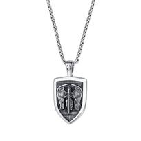 OPK Retro Shield Pendant Necklace 3X550mm sidabras