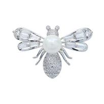 New Cubic Zirconia Bee Collar Pin Women And Men Fashion Brooch Summer Fashion Shirt Accessories 2 Colors Available white