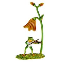 Frog Playing The Violin Brooch Animal Pin Flower Jewelry Enamel Accessories High Quality New Arrival