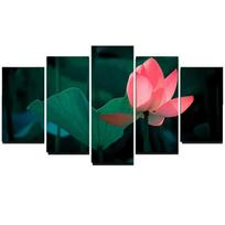 5 vienetų sienų meno drobės paveikslai Rėmas HD spaudiniai Namų dekoras Svetainė Rožinis lotoso žiedas Lotoso lapas Plakatas Be rėmo 20x35cm*2  20x45cm*2  20x55cm*1 blue