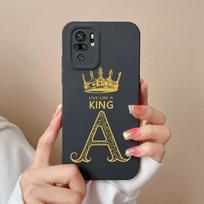 For Xiaomi Redmi Note 10s 7 8 9 10 Pro Max 9T 10T 5 Plus Case Cover Liquid Soft Silicone Shockproof Protective Matte Letters Crown For Redmi Bumper Redmi Note 5