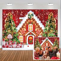 Christmas Party Backdrop Christmas Gingerbread House Backdrop Glitter Cookie Exchange Candyland Winter Snowflake Photography Background W100*L75cm