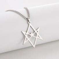 Thelema Unicursal Hexagram Simbolis Nerūdijančio plieno karoliai vyrams Vintage Religija Talismanas Amuletas Papuošalai 60cm