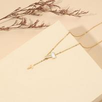Baibei T Letter Necklace Female Personality Hip -Hop Niche Design Clavicle Chain beige