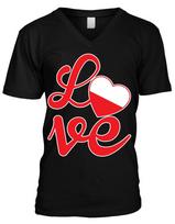Love Poland Polish Heart Flag Rzeczpospolita Polska Pride V-Neck Unisex T-Shirt XL black