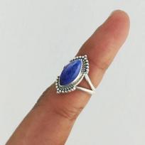 Lapis Lazuli Markizės Formos Brangakmenio Žiedas, Solidus 925 Sterlinginio Sidabro Žiedas, Moteriškas Žiedas, Gimtadienio Dovana, Boho Žiedas, Dizainerio Žiedas 10 brown