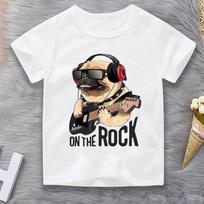 Berniukų marškinėliai Vaikiški hiphopo roko marškinėliai Vasariniai vaikų drabužiai Balta laisvalaikio viršūnė trumpomis rankovėmis 90cm