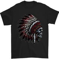 Indian Skull Headdress Biker Motorcycle Unisex T-shirt S