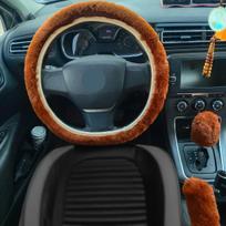 Minkšta pliušinė automobilio vairo apdanga Žiemos interjero aksesuarai 38cm Vairo apdangalas Automobilio stilius Vyrams Moterims dramblio kaulas