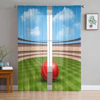 „Stadium Ball“ Šiuolaikinės tiulio užuolaidos, skirtos svetainei miegamajam Namui virtuvės langui Permatomos užuolaidos 135W x 114H(cm) gray