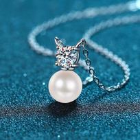 D spalvos 0,5 karato tikro moisanito perlo karoliai moterims Vestuviniai Klasikiniai S925 sterlinginio sidabro 8 mm perlo pakabukas Natūralus gėlavandenių moissanite necklace blue