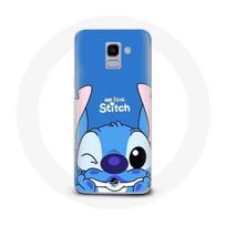 Coque pour Samsung Galaxy A6 2018 Stitch mignon fond bleu mėlyna