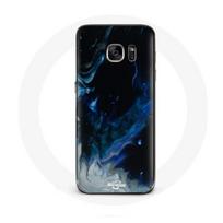 Coque pour Samsung Galaxy S6 edge Nuages de fumée multicolore de bleu gris et noir sur fond noir