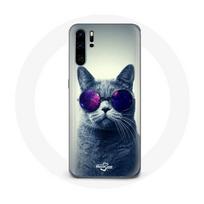 Coque pour Huawei P30 Pro Chat Lunettes violettes Style