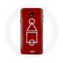 Coque pour Samsung Galaxy S5 Squid Game logo symboles cercle carre triangle Fond Rouge