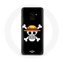 Coque pour Samsung Galaxy A8 Plus One Piece Manga Tete de Mort Fond Noir