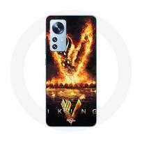 Coque pour Xiaomi Mi 12 / 12X Vikings Série Saison 6 logo V Epée de Feu Fond Noir