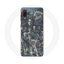 Coque pour Samsung Galaxy A02 Game of Thrones Saison 8 Le Trône de Fer Affiche Personnages Fond Gris pilka