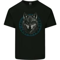 Vilkas Vikingų simboliais Tekstas Valhalla Tee Top Unisex marškinėliai S