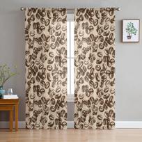 Eskizas Vintažinės kavos pupelės Tiulio užuolaidos svetainei Permatomos užuolaidos Miegamojo šydu organza dekoratyvinės langų procedūros 135W x 114H(cm) brown