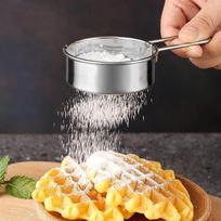 Nerūdijančio plieno mini miltų sietelis pyragams, desertams, kavai, pudrai, kakavai barstyti, kepimo sietelis white